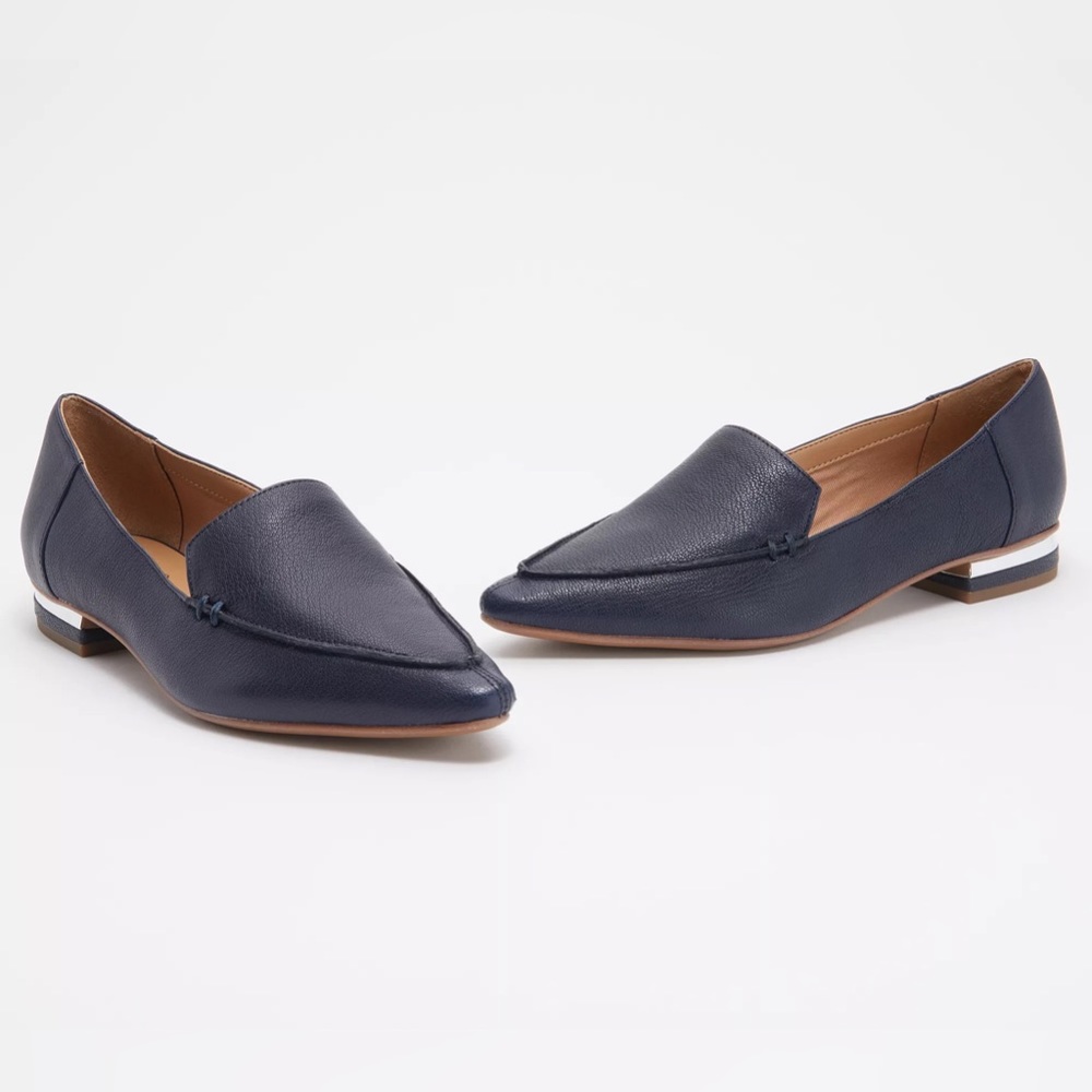 FRANCO SARTO ‘Starland’ Black Leather Pointed Toe Slip-On Flats | Size 8.5
